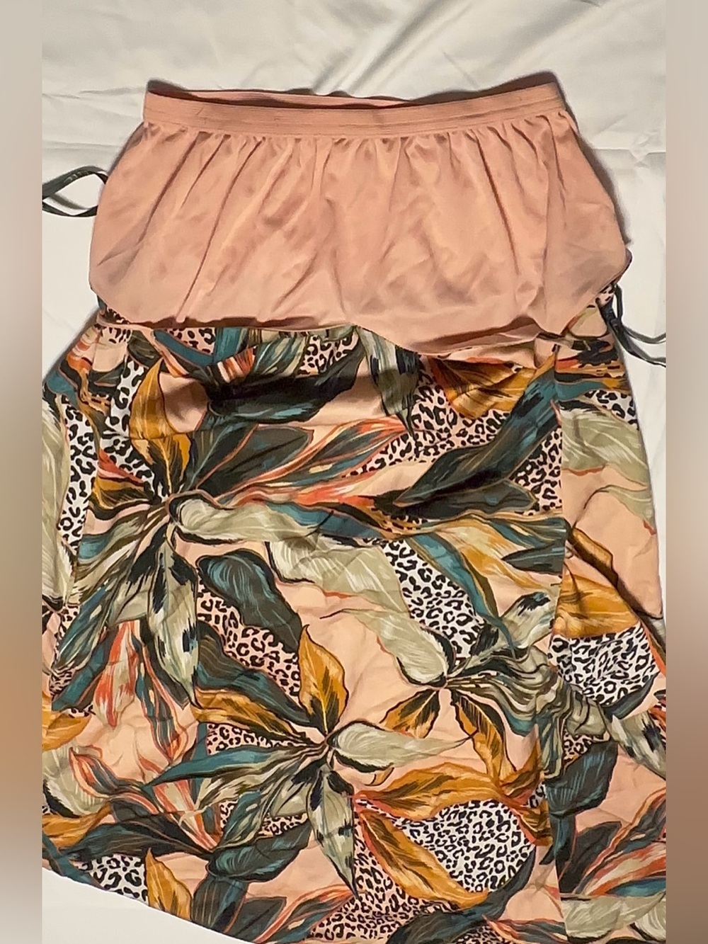 Nicole Miller Tropical Botanical Leopard Print Open Back Long Sleeve Dress Large - Picture 7 of 9